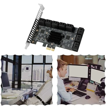 PCIE SATA Genişletme Kartı PCIE 16-Port SATA3. 0 6 Gb Adaptör Kartı SATA Kablosu ile Çok Portlu Sabit Disk Genişletme Kartı