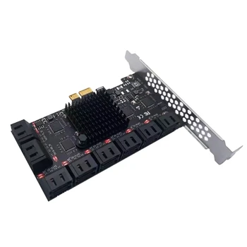 16-Port SATA3.0 Genişleme Kartı PCI-E 1X SATA 6G Sabit Disk Genişletme Kartı Masaüstü PC Madencilik için gösterge ışığı ile