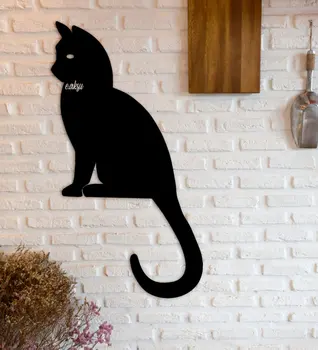 Kişiselleştirilmiş Kedi Figürlü Ahşap Duvar Nesne Özel Tasarım Hatıra Güzel Anılar Arkadaş Eşi Severler Hediye