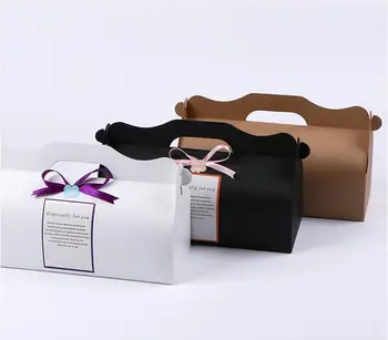ücretsiz denizcilikte YENİ 27.5*10.5*7.5 cm Kraft Kart Kağıt DIY Parti Muffin Kek Kutusu Kolu İle Cupcakes Tutucu Ambalaj Ücretsiz Kargo