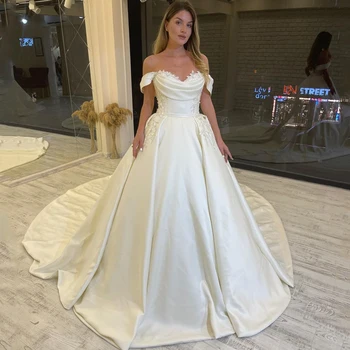 Eightree 2022 Gelinlik Kapalı Omuz Gelin Elbise Seksi Aplikler Sweep Tren Prenses Düğün Abiye giyim Artı Boyutu