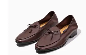Moda İngiltere Stil Erkek Ayakkabı Hakiki deri Püskül Loafer'lar üzerinde Kayma nefes alan günlük ayakkabılar Goodyear sürüş ayakkabısı
