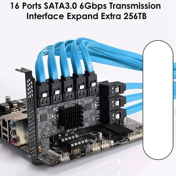 PCIE SATA Kartı 16 Bağlantı Noktası, 6 Gbit / S SATA 3.0 PCIe Kartı, pcıe'den SATA Denetleyicisine Genişletme Kartı, Sistem Sabit Sürücüsü Olarak Önyükleme