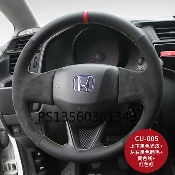 Honda Civic için uygun CR-V Fit Accord XRV Yeşim AVANCİER Odyssey el-dikişli direksiyon kılıfı deri süet kulp kılıfı