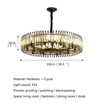 OUTELA Siyah Postmodern avize Fikstür Kristal Kolye lamba ışık ev Dekorasyon için LED