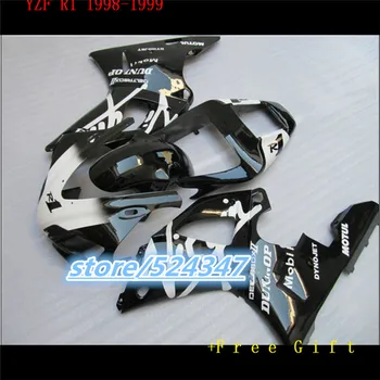 98 99 YZF-R1 için motosiklet parçaları kaporta kiti YZF R1 1998 1999 siyah beyaz plastik laminer akış