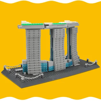 WANGE 881 adet Dünyaca Ünlü Mimari Marina Bay Sands Yapı Taşları Setleri Şehir Tuğla Klasik Skyline Modeli Çocuk Hediye Oyuncaklar