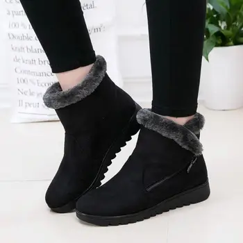 Kış yarım çizmeler kadın ayakkabı 2022 yeni moda kaymaz sıcak peluş fermuar rahat ayakkabılar kadın kar botları kadın çizmeler