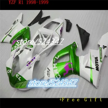 Hey-yüksek kaliteli grenaj seti 1998 1999 YZF-R1 beyaz yeşil DEVE YZF R1 98 99 kaporta kiti Yamaha