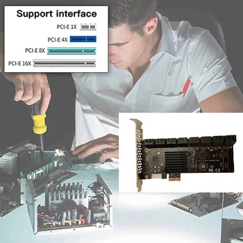 PCIE SATA Genişletme Kartı 16-Port SATA3.0 6 GB Sabit Disk Genişletme Kartı Adaptörü için Tüm PCIE Yuvaları