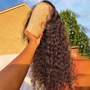 13x4 Gevşek Derin Dalga Ön Peruk Hd Tam Dantel Ön insan Saç Peruk Kadınlar Için Su Dalgası 30 Inç Brezilyalı Kıvırcık insan saçı Peruk