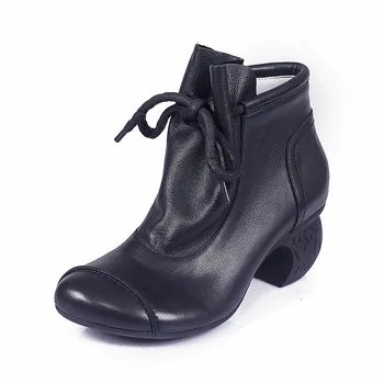 Careaymade - Hakiki deri Kar Botları Platis üst katman ınek derisi kadın ayakkabısı sonbahar yeni çizmeler kalın topuk el kadın Çizmeler