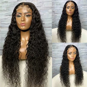 Kıvırcık saç sentetik dantel ön peruk Hiçbir Jel Ajustable Kap tutkalsız peruk kolay Yüklemek ıçin ısıya dayanıklı iplik siyah kadınlar