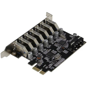 PCIe USB 3.0 7-Port PCI Express Genişletme Kartı PCI-E USB3.0 Hub ile 4Pin Arayüzü Desteği için Windows 10,8, 1,8, 7, X