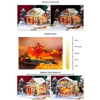 Noel Karlı Gece Yazlık Bebek Evi Minyatür DIY Dollhouse Mobilyaları Ile Dayanıklı Süslemeleri Çocuklar Için Yetkili