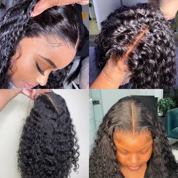 30 İnç Derin Dalga Ön Peruk Brezilyalı Derin Kıvırcık insan saçı peruk Kadınlar Için ıslak Ve Dalgalı Kahverengi Dantel ön peruk Kapatma Peruk