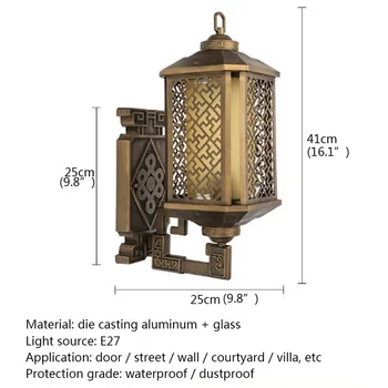 PARLAK Klasik Açık duvar ışıkları Retro Bronz LED Aplikleri Lambası Su Geçirmez IP65 Dekoratif Ev Sundurma Villa İçin
