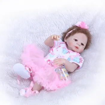 57 cm 23 inç Yeniden Doğmuş Bebek Tam Vinil Bebek Gerçekçi Yenidoğan Bebek Uyku Bebek Bebek noel hediyesi Tatlı Bebek Çocuk Doğum Günü Hediyeleri