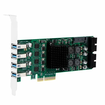 PCI-E USB 3.0 8 Port Genişletme Kartı Bağımsız 4-Kanal Endüstriyel Kameralar ve Kameralar Destekler PCI-E Yükseltici Kart