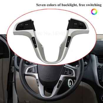7 renk arka ışık ücretsiz anahtarlama Direksiyon Ses Anahtarı Kontrol Düğmeleri Hyundai VERNA SOLARİS Için ses telefon denetleyici