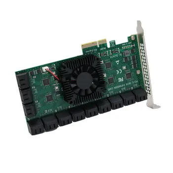 Madencilik PCIe SATA Kartı 24 Port 6 Gbps SATA PCI - E X4 Adaptör Desteği 24 SATA 3.0 Cihazı Dahili Adaptör Dönüştürücü masaüstü bilgisayar İçin