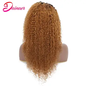 T1B / 30 Ombre Brezilyalı Kıvırcık insan saçı peruk Afro Kinky Kıvırcık Peruk Kadınlar Için insan saçı Renkli Peruk Ombre Dantel ön peruk