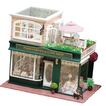 Yaratıcı Oda minyatür Dollhouse kiti Paris Kahve ve Kek Dükkanı kızlar için