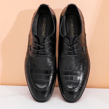 Yeni moda gündelik erkek ayakkabısı deri resmi erkek resmi ayakkabı timsah erkek ayakkabısı rahat ziyafet düğün ayakkabı