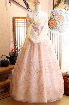 Kızlar Popüler Kadın Hanbok Elbise Kore Traditioanl Gelin Düğün Fushion Dantel Etek Giyim Gfit En Çok Satan Ürün 2019
