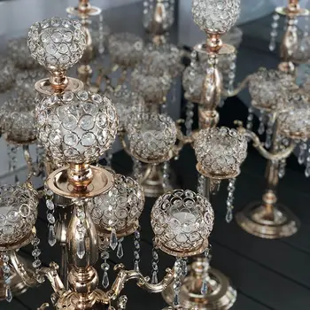 Kristal Mumluk Düğün Şamdan Centerpiece Merkezi Masa Şamdan Fener standı Parti Dekor Gümüş / Altın ev yemeği