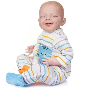 Gerçekçi Yeniden Doğuş Yumuşak Silikon 21 İnç Bebek 52 cm Bebek Kız Tam Bebek Vinil Hediye Sevimli Doğum Günü Pijama Beyaz Oyuncak L7r0