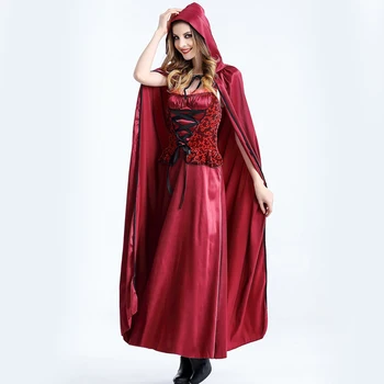 Retro Gotik Ortaçağ Elbise Cadılar Bayramı Cosplay Kostümleri Kadınlar ıçin Kırmızı Uzun Elbise Prenses Asil Saray Parti Karnaval Seksi Etek