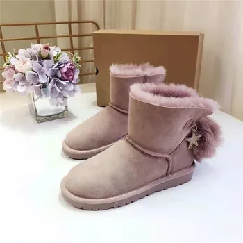 Gerçek Koyun Derisi 2021 Yeni Stil Güzel Kış Klasik Kar Botları Hakiki Koyun Derisi Kadın Çizmeler En Kaliteli Kadın Ayakkabı