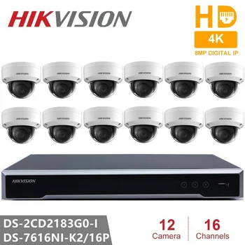 Hikvision Güvenlik Kamera Kitleri Gömülü Tak & Çalıştır NVR + DS-2CD2183G0-I 8MP IP Kamera Dome POE H. 265 İçin Ev Ofis Güvenlik