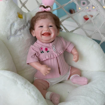 49 Cm Reborn Bebek Tam Vücut Yumuşak Silikon Vücut Reborn Bebe Bebek Tatlı Mutlu Bebek Su Geçirmez banyo oyuncakları Doğum Günü noel hediyesi için