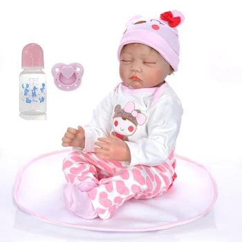 55 cm Uyku Reborn Bebek Bebekler Kız Silikon Vinil Pembe Kıyafet ile Güzel Şapka bebe reborn