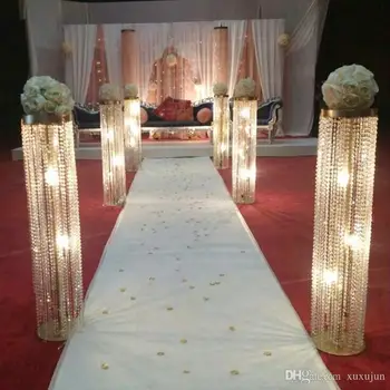 6 adet / grup Yeni varış 120 cm boyunda 20 cm çapı akrilik kristal düğün yol kurşun düğün centerpiece olay parti dekorasyon