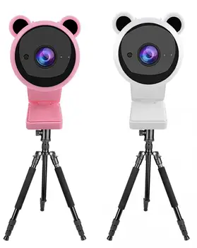 Sevimli Panda 1080 P HD Webcam Web Kamera Dahili Mikrofon Otomatik Odaklama Webcam Full HD Camara Video Konferans İçin