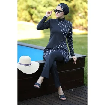 Müslüman Giyim 4 adet Set Müslüman Mayo Lslamic Burkinis Giymek Banyo Kadınlar Mütevazı Patchwork Başörtüsü Uzun Kollu Spor Swim Suit