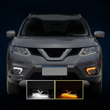 Araba Ön Amber LED Dönüş sinyal ışığı ve Beyaz DRL gündüz çalışan far Nissan X-Trail ıçin T32 Rogue-2016