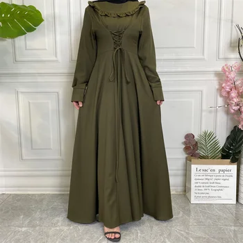 Moda Ramazan Eid Djellaba Abaya Dubai Bandaj Dikiş Müslüman Elbise Abaya Dubai Türkiye Müslüman Elbise İslam Abayas WY698