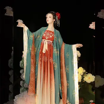 2021 Çin Giyim Kadın Peri Hanfu Geleneksel Festivali Kıyafet Nakış Antik Halk Sahne Ming Hanedanı Hanfu Elbise