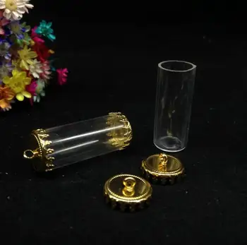 300 pcs 28 * 12mm temizle açık tüp kavanoz cam küre ile düğme tepsi cam şişe dıy cam flakon kolye moda kolye konteynerler