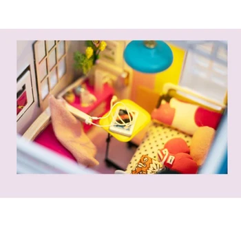 DIY Minyatür Dollhouse Kiti, Mobilya ve LED ile, Ahşap Dollhouse Kiti, Kadınlar ve Kızlar için En iyi Doğum Günü-Boxing & Love