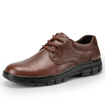 Iş Oxford Ayakkabı Erkekler için Elbise Ayakkabı Hakiki deri erkek ayakkabısı Rahat Siyah Resmi ayakkabı Erkekler için Oxfords hombre