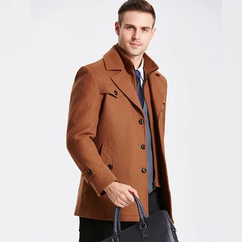 Erkek Kış Kalınlaşmak Trençkotlar Erkekler Iş Rahat Dış Giyim Erkek Rüzgarlıklar Palto Sıcak Katı Yün Ceket Parkas Üst M-5XL