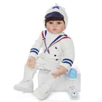 60 cm Gerçekçi Reborn yürümeye başlayan Yumuşak Silikon Vinil Bebek Bebek Cosplay Donanma Üniforma çocuk için oyuncak doğum günü hediyesi Çocuk Oyun Evi Boneca