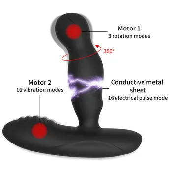 16 hızları Titreşimli 3 Modu Rotasyon Erkek prostat masaj aleti Elektrik Çarpması Anal Plug Vajina Yapay Penis G Spot Vibratör Seks Erkekler için eşcinsel
