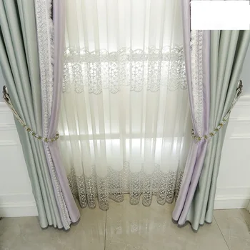 Basit modern kontrast dikiş kalınlaşmış perde yatak odası kız taze düğün odası yüksek dereceli perde gölgeleme özelleştirme
