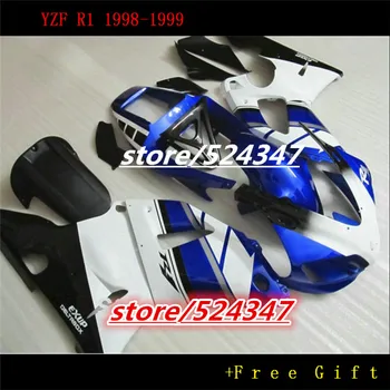 Nn-motosiklet yarış laminer akış parçaları 1998 1999 YZF R1 98 99 YZFR1 YZF1000 mavi siyah beyaz vücut fairing kitleri Yamaha